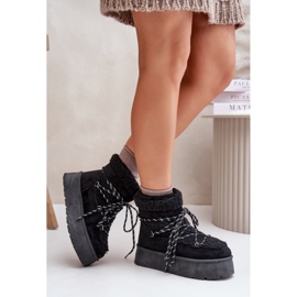 Botas de nieve negras con plataforma Izathiel y cordones negro 5