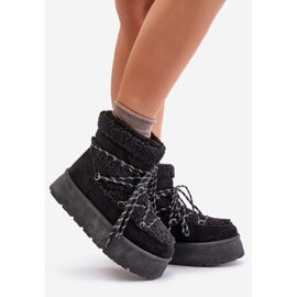 Botas de nieve negras con plataforma Izathiel y cordones negro 1