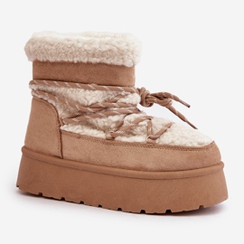 Botas de nieve con plataforma y cordones Izathiel beige 4