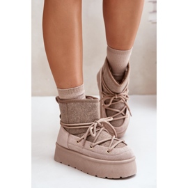 Botas de nieve Mavora beige con cordones en la plataforma 3