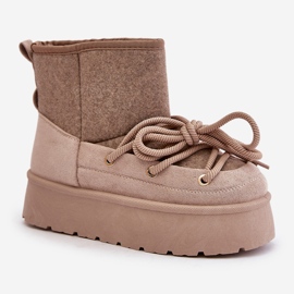Botas de nieve Mavora beige con cordones en la plataforma 4