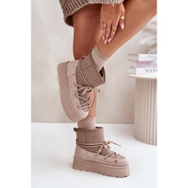 Botas de nieve Mavora beige con cordones en la plataforma 5