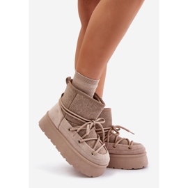 Botas de nieve Mavora beige con cordones en la plataforma 1 Botas de nieve Mavora beige con cordones en la plataforma 1
