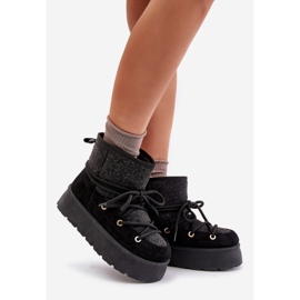 Botas de nieve Mavora negras con cordones en una plataforma negro 1