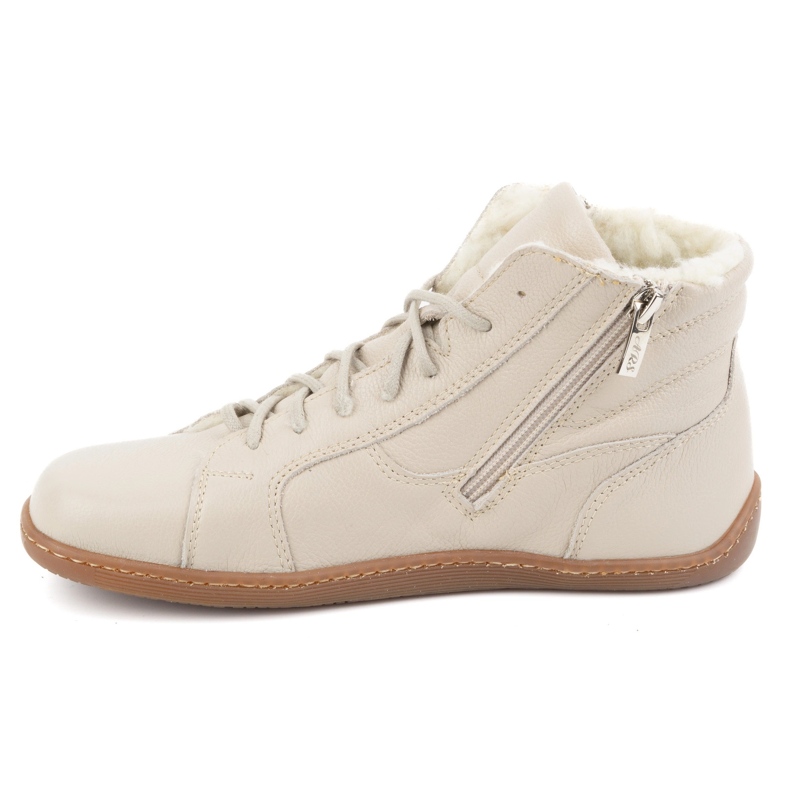 Olivier Zapatos de mujer minimalistas descalzos 1261 de piel de invierno, beige 2