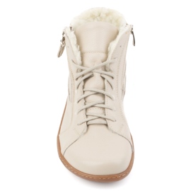 Olivier Zapatos de mujer minimalistas descalzos 1261 de piel de invierno, beige 5