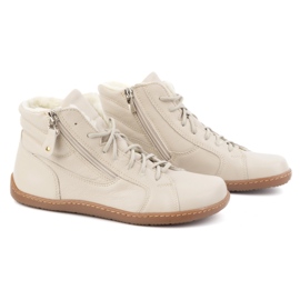 Olivier Zapatos de mujer minimalistas descalzos 1261 de piel de invierno, beige 6