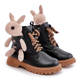 Botines infantiles calentitos de piel con cremallera y osito Vinceza 36261 Negro 6