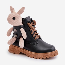 Botines infantiles calentitos de piel con cremallera y osito Vinceza 36261 Negro 5