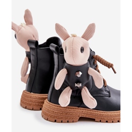 Botines infantiles calentitos de piel con cremallera y osito Vinceza 36261 Negro 2
