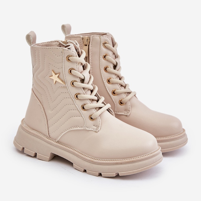 Botines infantiles aislantes con cremallera fabricados en ecopiel, Beige Liotira 1