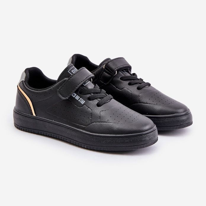 Zapatillas Deportivas Para Niños Fabricadas En Piel Ecológica Con Velcro Big Star OO374004 Negro 1