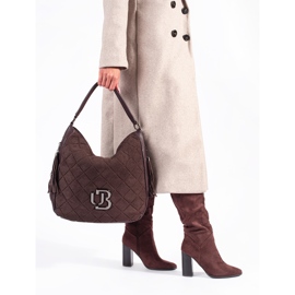 Botas altas de tacón para mujer en ante marrón 3