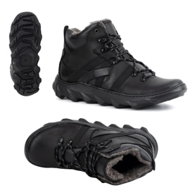 Olivier Botas de invierno con aislamiento de cuero para hombre 151KZ, negro 3