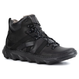 Olivier Botas de invierno con aislamiento de cuero para hombre 151KZ, negro 4