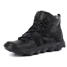 Olivier Botas de invierno con aislamiento de cuero para hombre 151KZ, negro 5