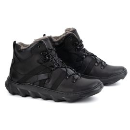 Olivier Botas de invierno con aislamiento de cuero para hombre 151KZ, negro 6