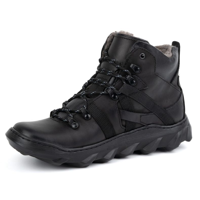 Olivier Botas de invierno con aislamiento de cuero para hombre 151KZ, negro 1