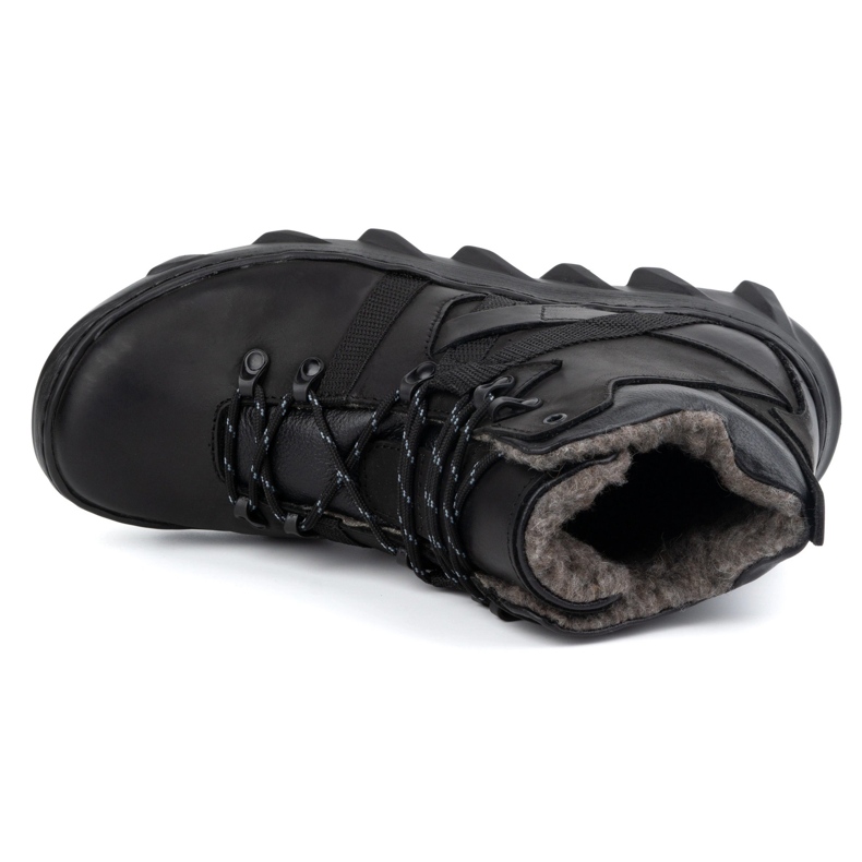 Olivier Botas de invierno con aislamiento de cuero para hombre 151KZ, negro 2