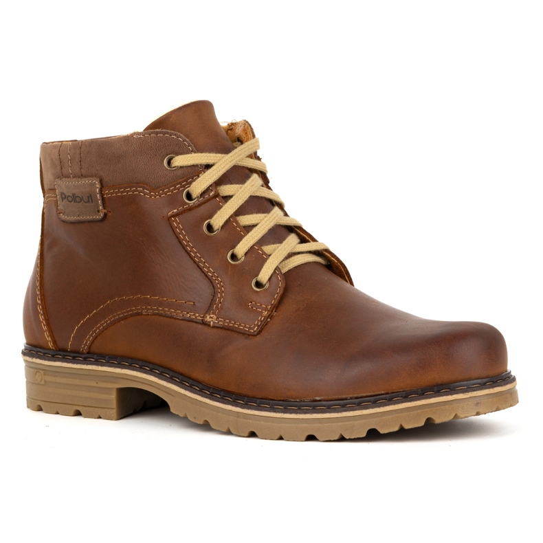 Polbut Zapatos de invierno para hombre, piel, botines aislantes J35S, marrón camel 2 Polbut Zapatos de invierno para hombre, piel, botines aislantes J35S, marrón camel 2