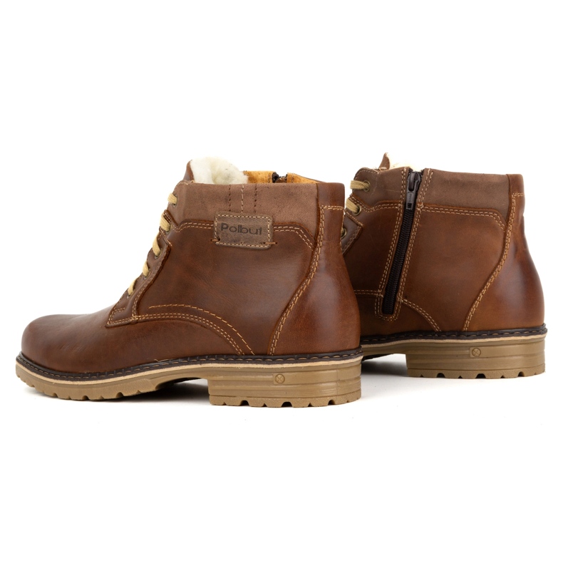Polbut Zapatos de invierno para hombre, piel, botines aislantes J35S, marrón camel 3 Polbut Zapatos de invierno para hombre, piel, botines aislantes J35S, marrón camel 3