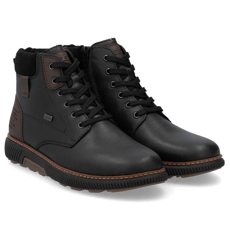 Botines aislantes impermeables de piel para hombre, negro Rieker B3343-00 1 Botines aislantes impermeables de piel para hombre, negro Rieker B3343-00 1