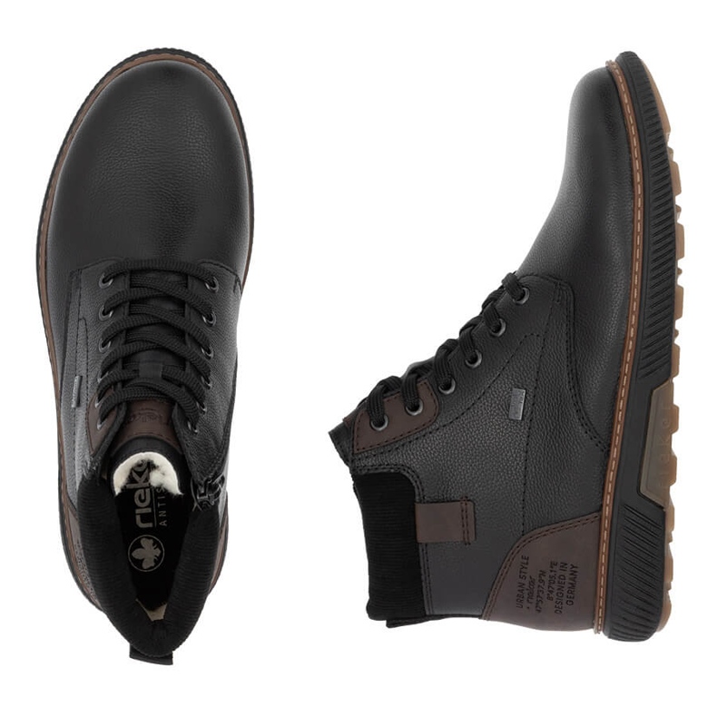 Botines aislantes impermeables de piel para hombre, negro Rieker B3343-00 2