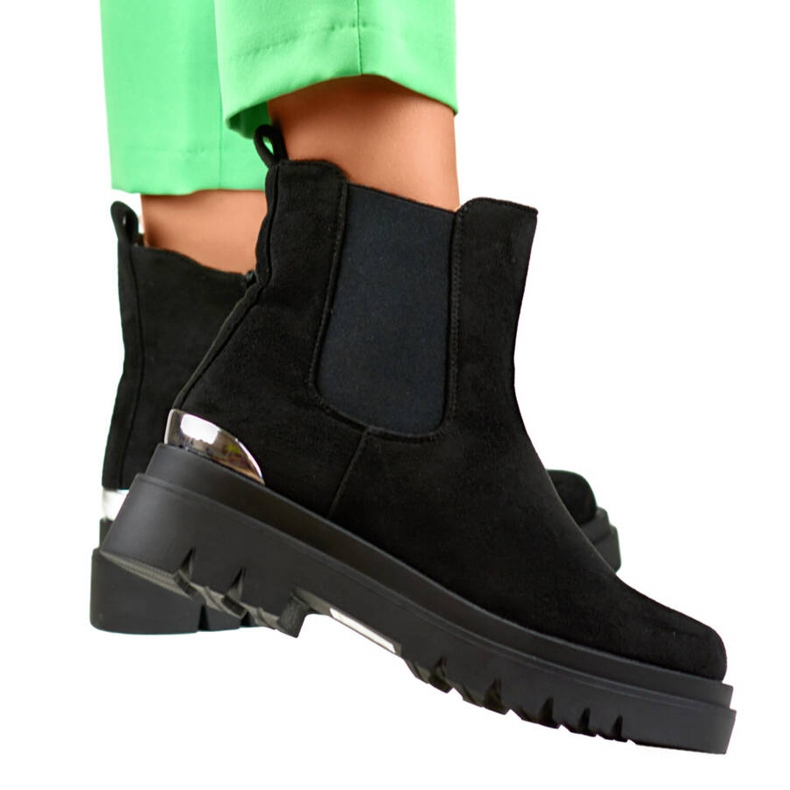 Botas Chelsea de ante para mujer, negro, XJ-351B 1