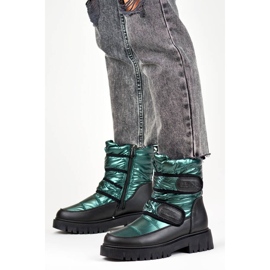 Botas de nieve mujer cierre adhesivo metalizado negro y verde JH-1GR 1