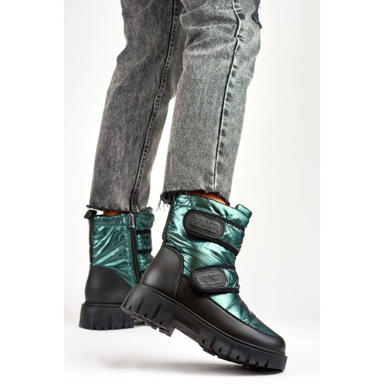 Botas de nieve mujer cierre adhesivo metalizado negro y verde JH-1GR 2