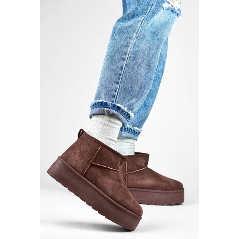 Botas de nieve mukluk de mujer con suela gruesa, marrón 2818BR 1