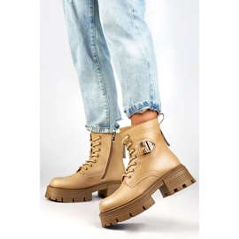 Botas de mujer de piel con bloque y plataforma, aislantes, beige GT-TL55BE 1 Botas de mujer de piel con bloque y plataforma, aislantes, beige GT-TL55BE 1