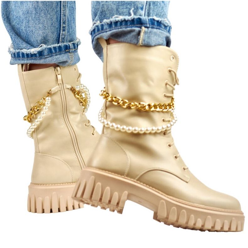 Bolsos de mujer con cadena desmontable, beige DE1150BE 1