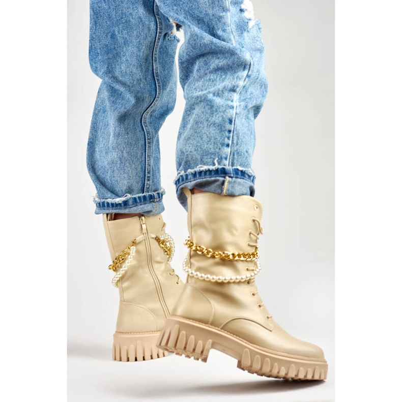 Bolsos de mujer con cadena desmontable, beige DE1150BE 2