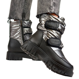 Botas de nieve mujer con velcro metalizado negro y plata JH-1Si 1 Botas de nieve mujer con velcro metalizado negro y plata JH-1Si 1