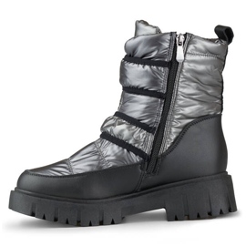 Botas de nieve mujer con velcro metalizado negro y plata JH-1Si 5