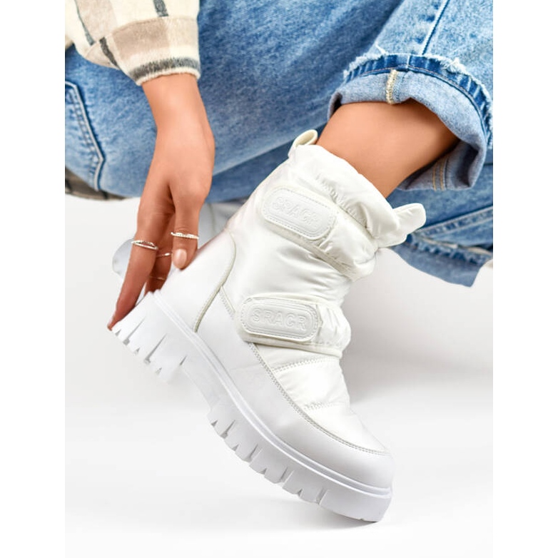 Botas de nieve de mujer con cierre adhesivo, blancas JH-1W blanco 1