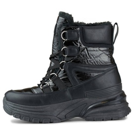 Botas de nieve para mujer, botas negras brillantes 22-PY16061B negro 3