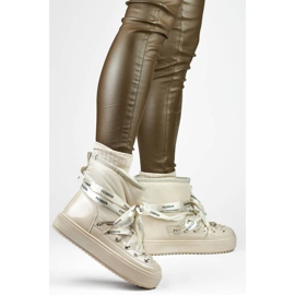 Botas de nieve para mujer, botas con cordones, beige 5754-4BE 2