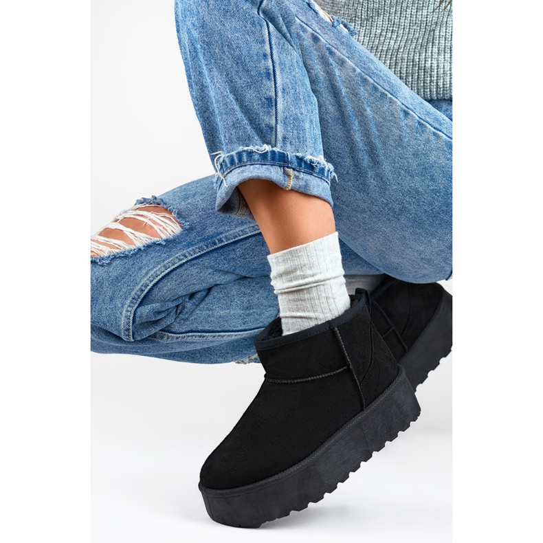 Botas de nieve mukluk de mujer con suela gruesa, negro 2818B 2 Botas de nieve mukluk de mujer con suela gruesa, negro 2818B 2