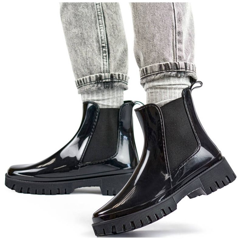 Botas Chelsea de mujer con suela gruesa, negras YX227-1B negro 1