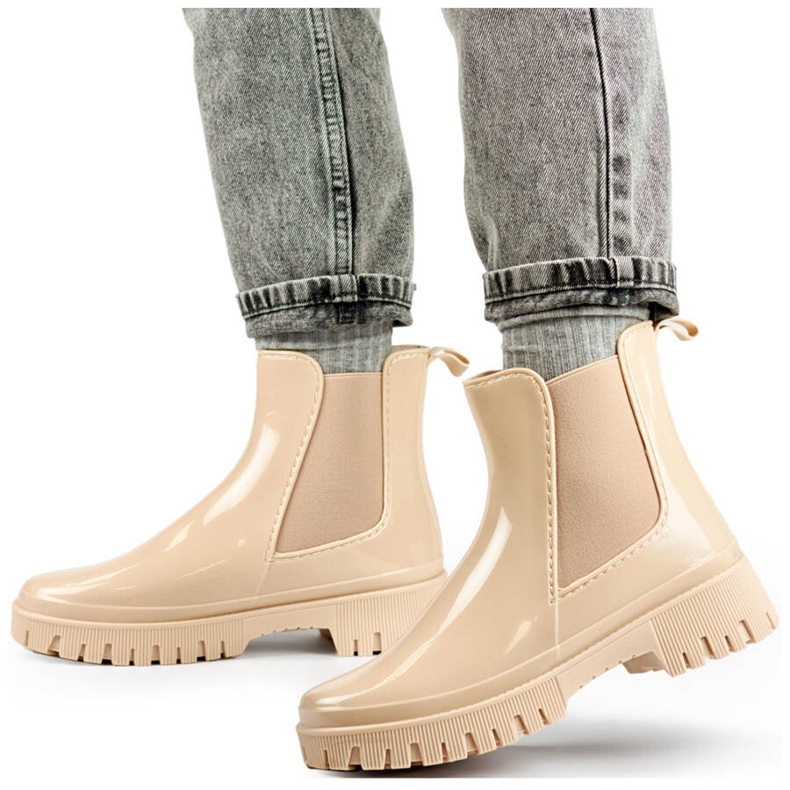 Botas Chelsea de mujer con suela gruesa, beige YX227-2BE 1