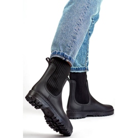Chanclas de mujer con parte superior elástica y calcetín, negro S23B 3