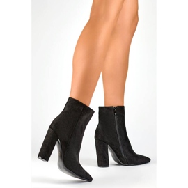 Botines de mujer de ante con tacón en punta, negro D7959B 2