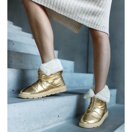 Botas de nieve Edidda doradas con aislamiento y cuello dorado 1