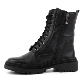 WASAK Botines mujer piel cordones altos invierno 0640 negro 1