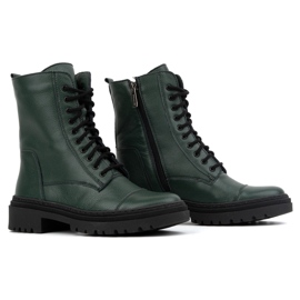WASAK Botines mujer piel cordones altos invierno 0640 verde 2