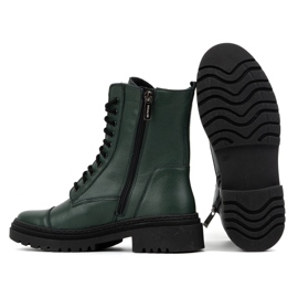 WASAK Botines mujer piel cordones altos invierno 0640 verde 3