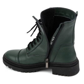 WASAK Botines mujer piel cordones altos invierno 0640 verde 6