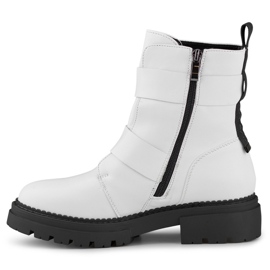 Botas trabajadoras de mujer lacadas con hebillas, blanco 250007W-PU 4